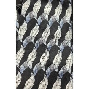 Carlos Devenezia Men's Necktie Black Silver Silk Wavy Design